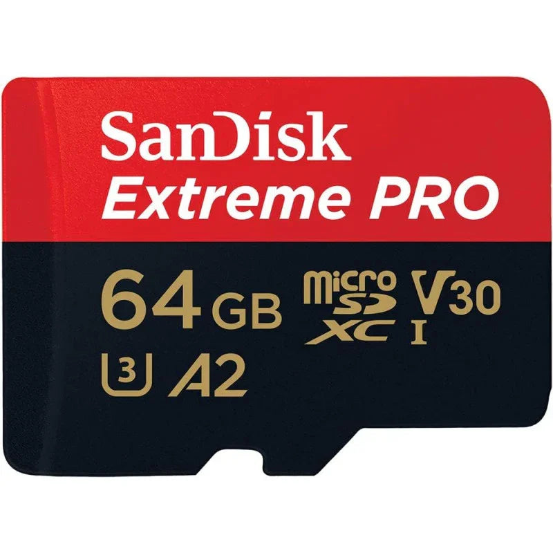 SanDisk 64GB Extreme Pro microSD UHS I Card for 4K Video on Smartphones, Action Cams Drones 200MB/s Read, 90MB/s Write, SDSQXCU 064G GN6MA, Red/Black - eBuy UAE